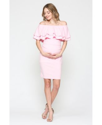 Maternity Off-the-Shoulder Bodycon Ruched Mini Dress