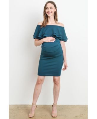Maternity Off-the-Shoulder Bodycon Ruched Mini Dress