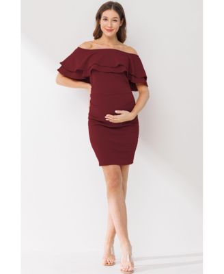 Maternity Off-the-Shoulder Bodycon Ruched Mini Dress