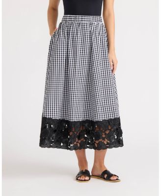 Women's Pull-On Maxi Skirt with 3D Lace Hem