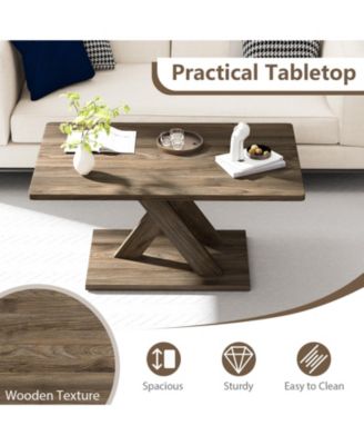  Rectangular Coffee Table Stable Wood Frame