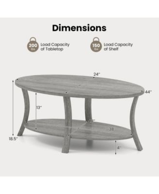 Oval Coffee Table 2 Tier Storage Shelf