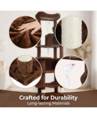 68" Cat Tree with Hammocks, Hanging Basket, Cat Cave and Scratching Posts, Plush Cat Tower for Indoor Cats