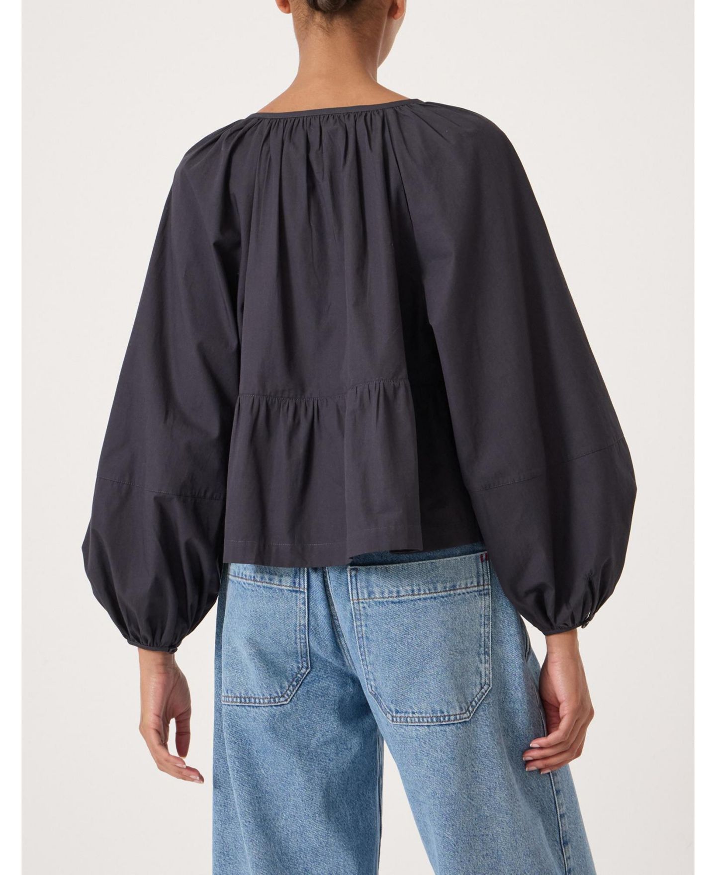 Женская блузка Hush Beck Cotton Peplum, цвет: Тёмно-синий — фото 7
