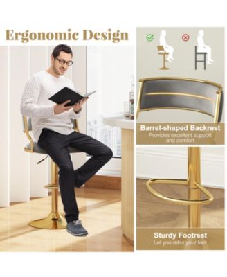 Swivel Bar Stool Set of 4 w/ Barrel Back and Footrest Metal Base for Home Bar