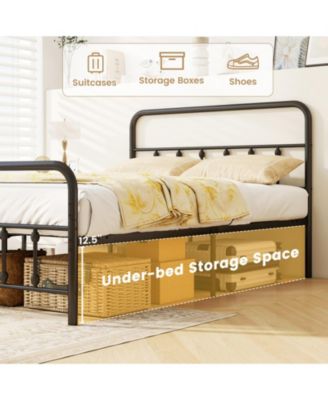 Full Metal Platform Bed Frame with Storage Drawers and Headboard