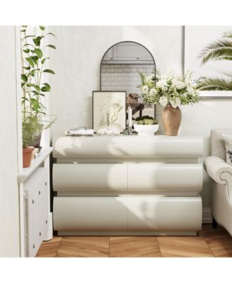 6 Drawer Dresser for Bedroom, Dresser No Handle, Modern 6 Chest of Drawers with Wide Storage