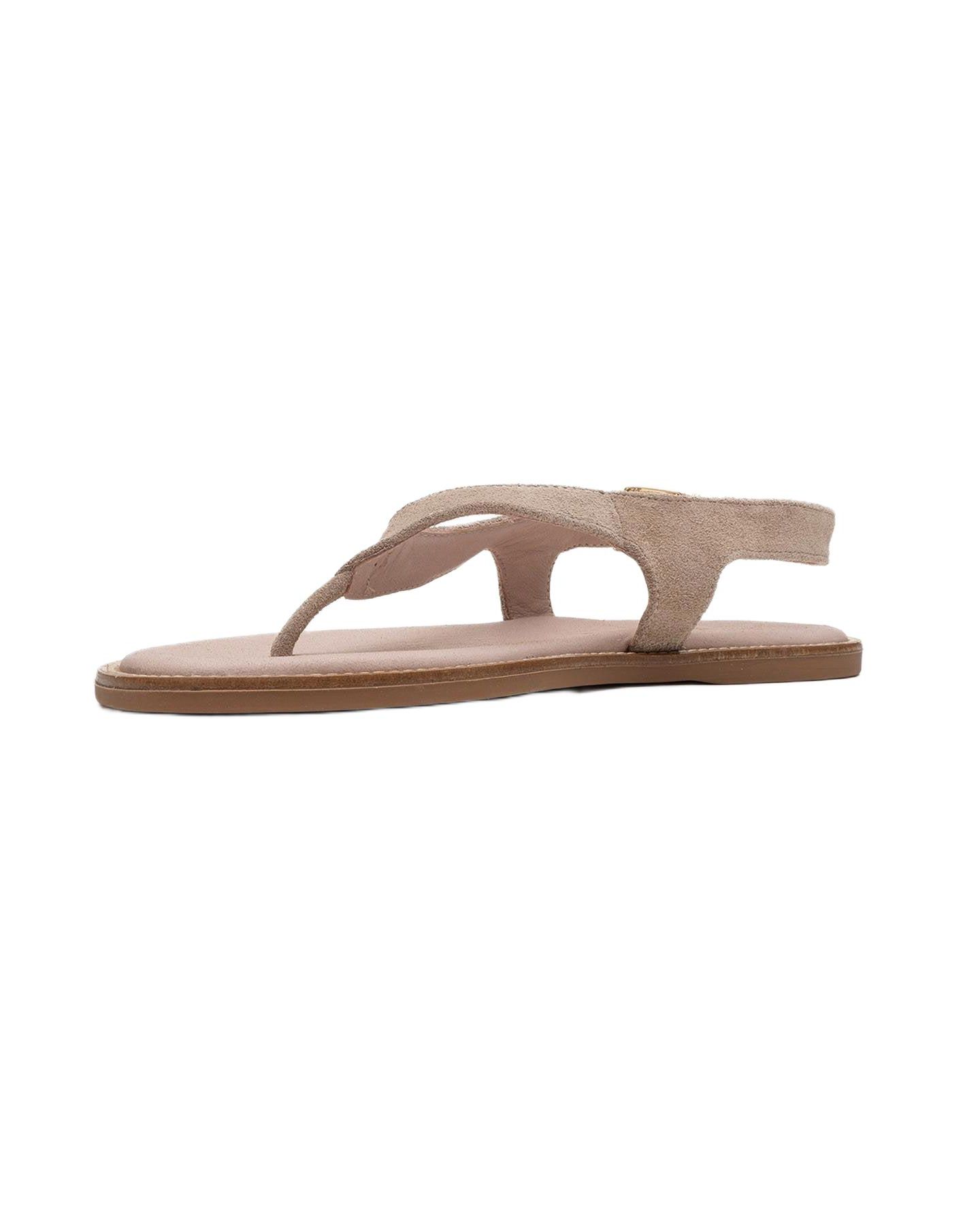Женские сандалии Forever & Always Shoes Belinda Leather Thong, цвет: Бежевый замшевый кожаный — фото 3
