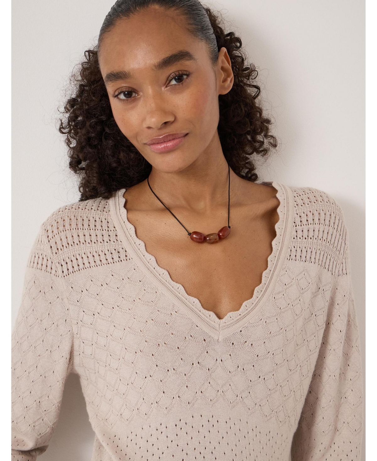 Hush Women's Pointelle Cotton V-Neck Sweater