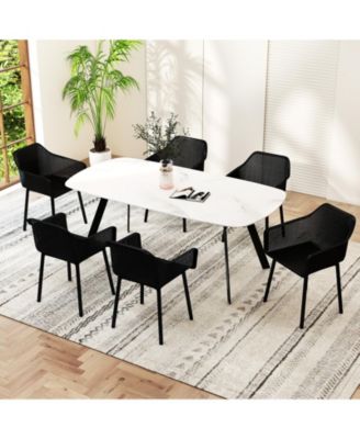 4 PCS Modern Plastic Dining Chairs Kitchen Armchairs w/ Breathable Mesh Backrest