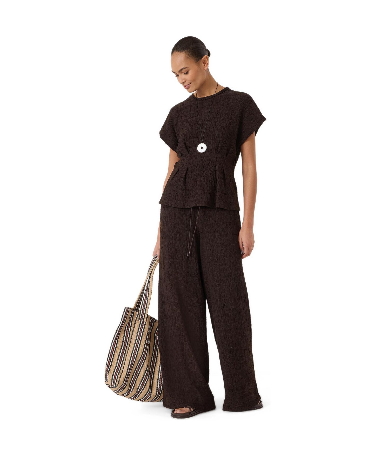 Женский топ Hush Keira Textured Pleat Release Jersey, цвет: Тёмный коричневый — фото 3