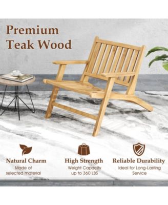 Teak Wood Outdoor Reclining Chair with Armrests