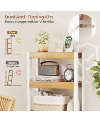 4-Tier Wooden Bookcase with Dual Anti-Tipping Kits