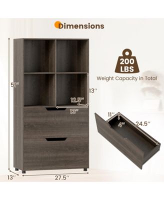 4-Cube Bookcase with 2 Drawers and 51-Inch Tall Frame