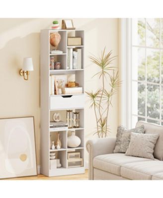 71-Inch Tall 10-Cube Bookcase with Drawer