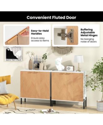 2-Door Buffet Cabinet Sideboard with Shelf and Metal Legs