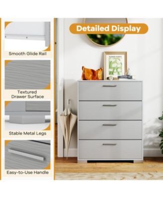 4-Drawer Storage Cabinet with Metal Legs and Anti-Toppling Devices