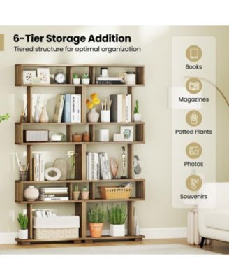6-Tier Slim Bookcase with Anti-Tipping Kit