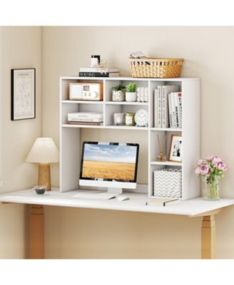Desktop Bookshelf with 7 Cubbies and 3 Adjustable Shelves