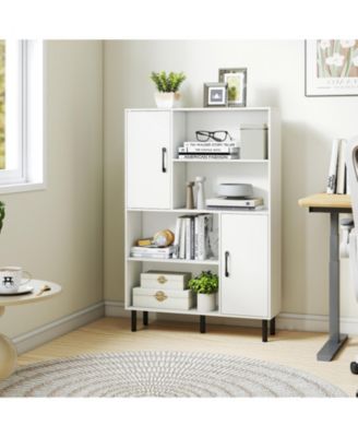 47-Inch Storage Cabinet Bookcase with 2 Doors and 4 Open Shelves