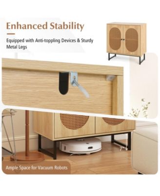 Rattan Door Buffet Cabinet with Adjustable Shelf