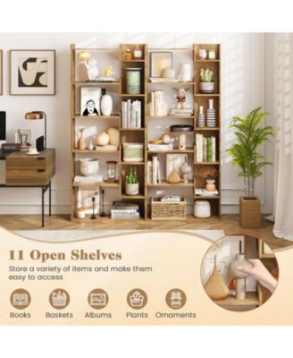 6-Tier Wooden Bookcase with Open Display Shelves