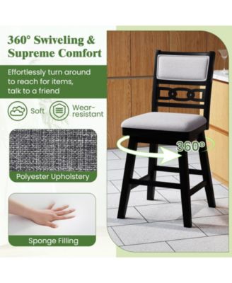 Swivel Bar Stools Set of Two with Upholstered Backrest