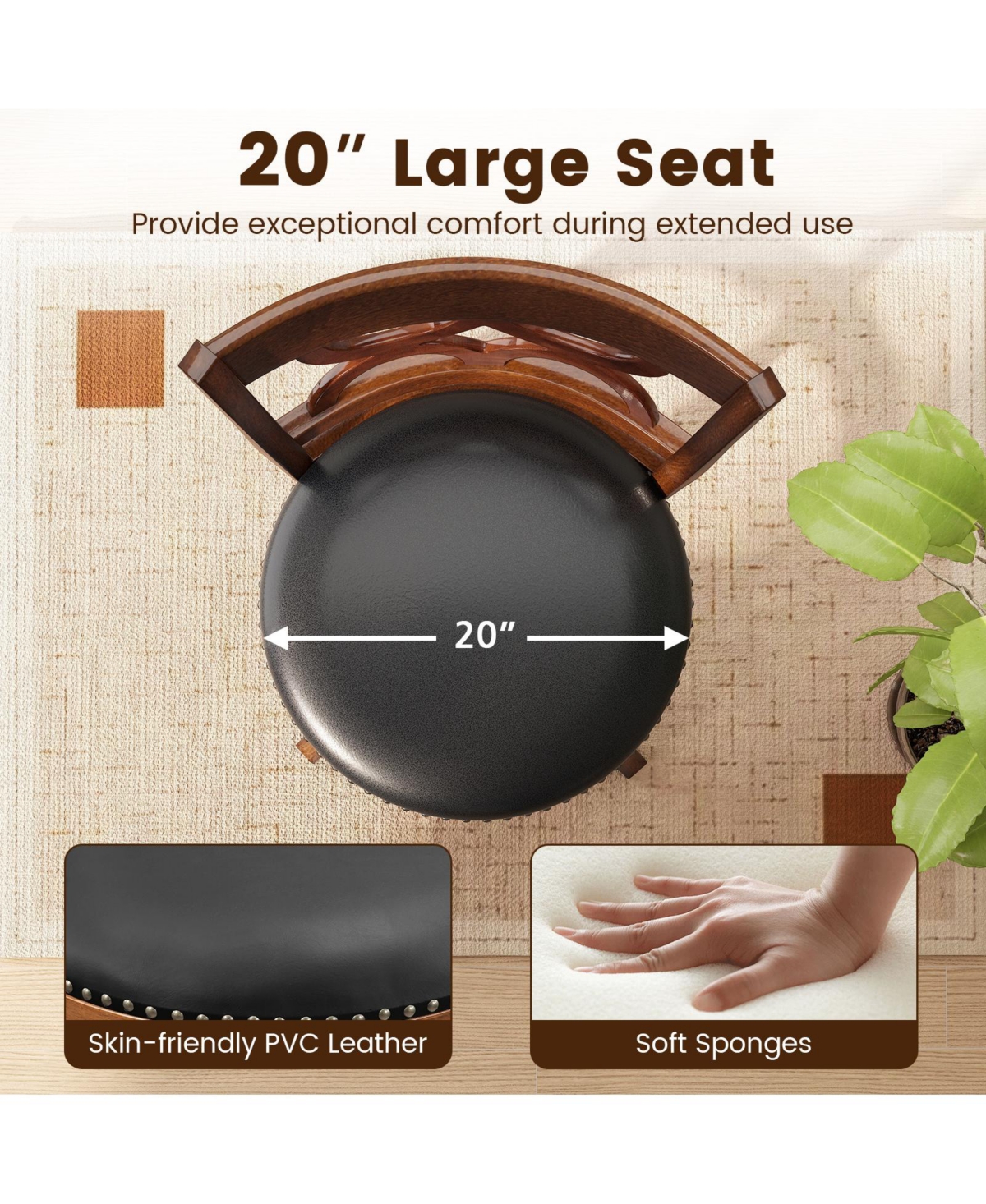 Sugift Swivel Bar Stools Set of Two with High Backrest