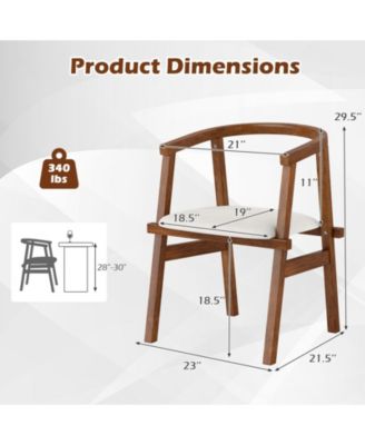 Solid Wood Dining Chairs Set of Two with Wrap Armrests