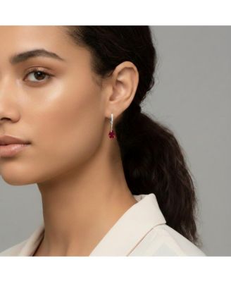 Dainty White Gold Plated Pear CZ Teardrop Lever Back Earrings