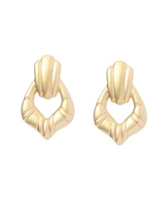 Gold Fluted Doorknocker Earrings