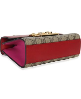 Red GG Supreme Canvas Small Padlock Shoulder Bag