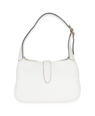 White Grained Leather Small Jackie Hobo