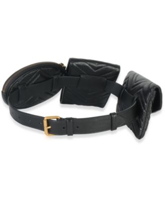 Black Matelasse Calfskin GG Marmont Triple Pouch Belt Bag