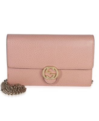 Pink Dollar Calfskin Interlocking G Wallet On Chain
