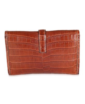 Pre-Owned HERMES Fauve Crocodile Niloticus Lisse Mini Jige Clutch
