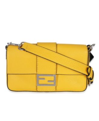 Yellow Cuoio Romano Selleria Belt Baguette Bag