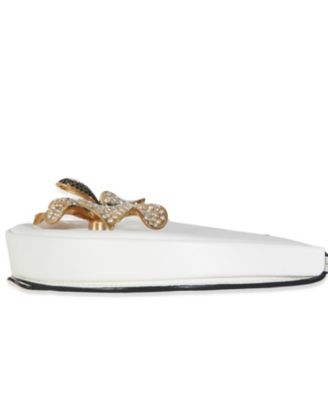 White Calfskin Heel Metal Flower Crossbody
