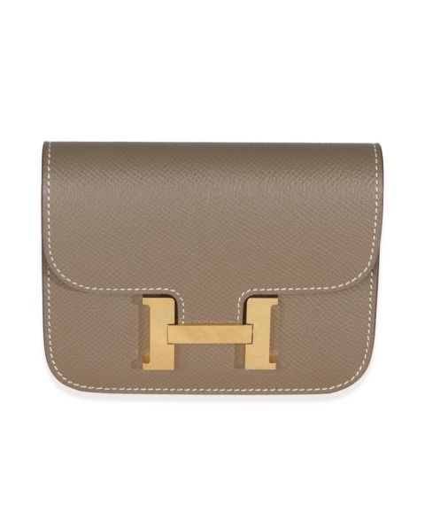 Pre-Owned HERMÉS Pre-Owned HERMES Etoupe Epsom Constance Slim Wallet GHW