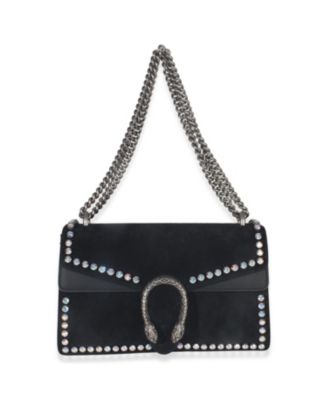 Black Suede Crystal Small Dionysus Shoulder Bag