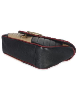 Black Beige Matelasse Calfskin Torchon Small Marmont Shoulder Bag