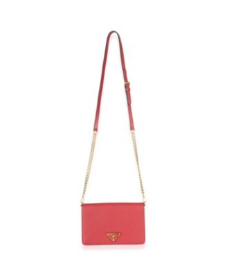 Red Saffiano Triangle Logo Mini Crossbody