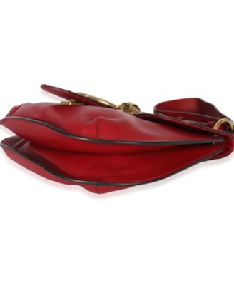 Red Cellarius Calfskin Feline GG Marmont Flap Shoulder Bag