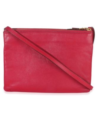 Fuschia Lambskin Large Trio Crossbody