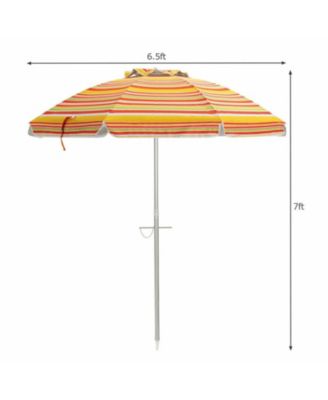 6.5 ft Portable Beach Umbrella with UPF 50+ Sun Protection Sand Anchor and Carry Bag