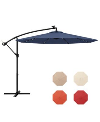 10 ft Solar LED Cantilever Patio Umbrella with 40 Lights Cross Base and Tilt