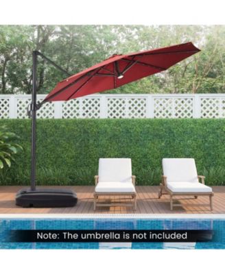 225 lb Cantilever Patio Umbrella Base with Built-In Wheels T-Shaped Cross Frame