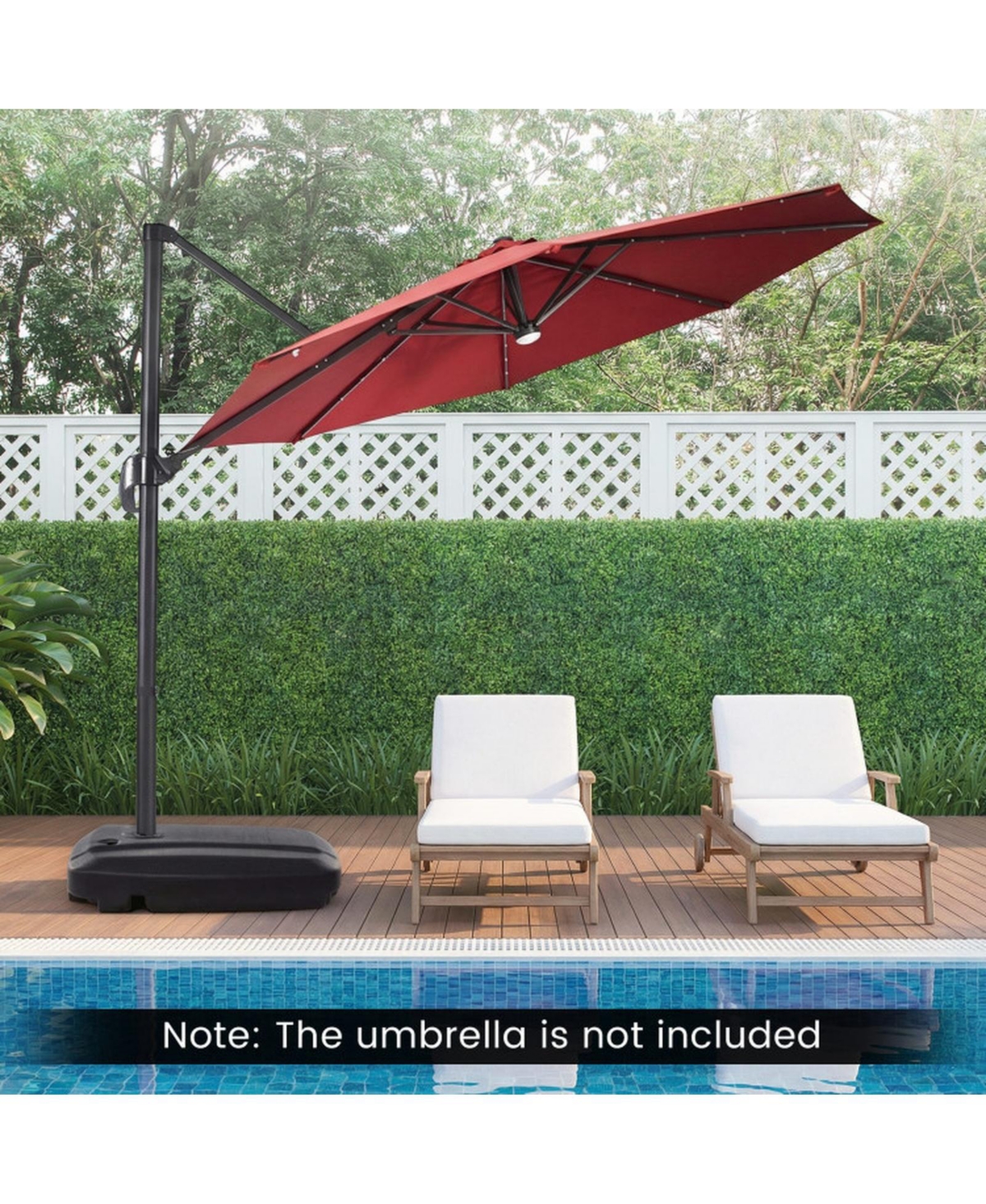 Gouun 225 lb Cantilever Patio Umbrella Base with Built-In Wheels T-Shaped Cross Frame