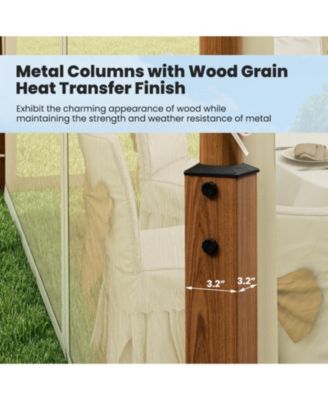 12 x 10 ft Outdoor Patio Gazebo with Mesh Netting Two-Tier Vented Roof and Stakes