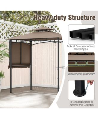11 x 5 ft Grill Gazebo with Extended Side Awning Double-Tier Vented Top and Shelves